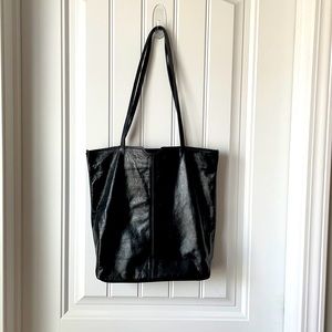 Black Leather Medium Latico Tote